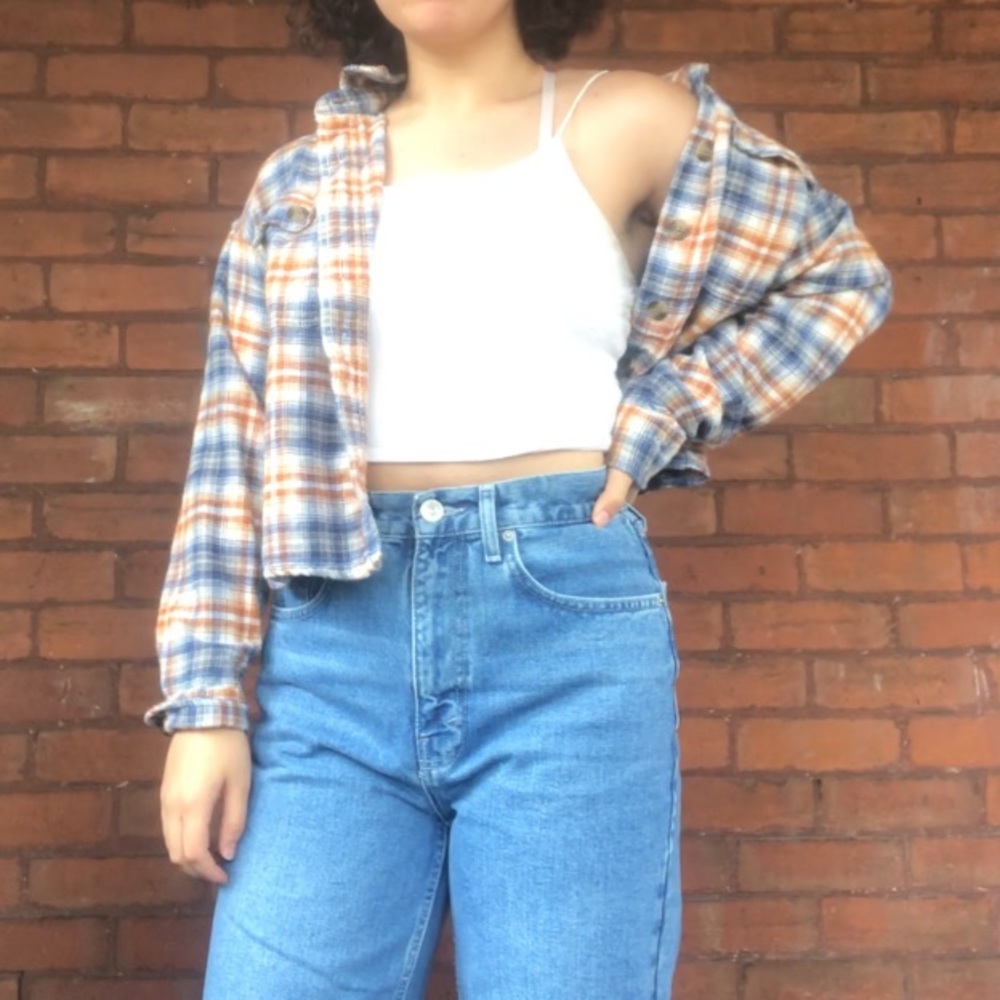 AE cropped button up shirt